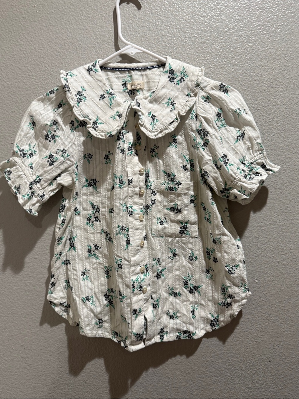 Anthropologie Pilcro Keira Blouse Size XS Peter Pan Floral Ruffled Collar - Picture 2 of 6